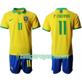 Billige Fotballdrakter Brasil P. COUTINHO 11 Barn Hjemmedraktsett Copa América 2019 Kortermet